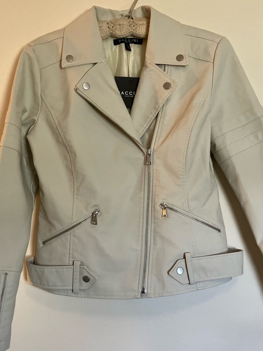 Baccini Women's Light Cream Moto Jacket